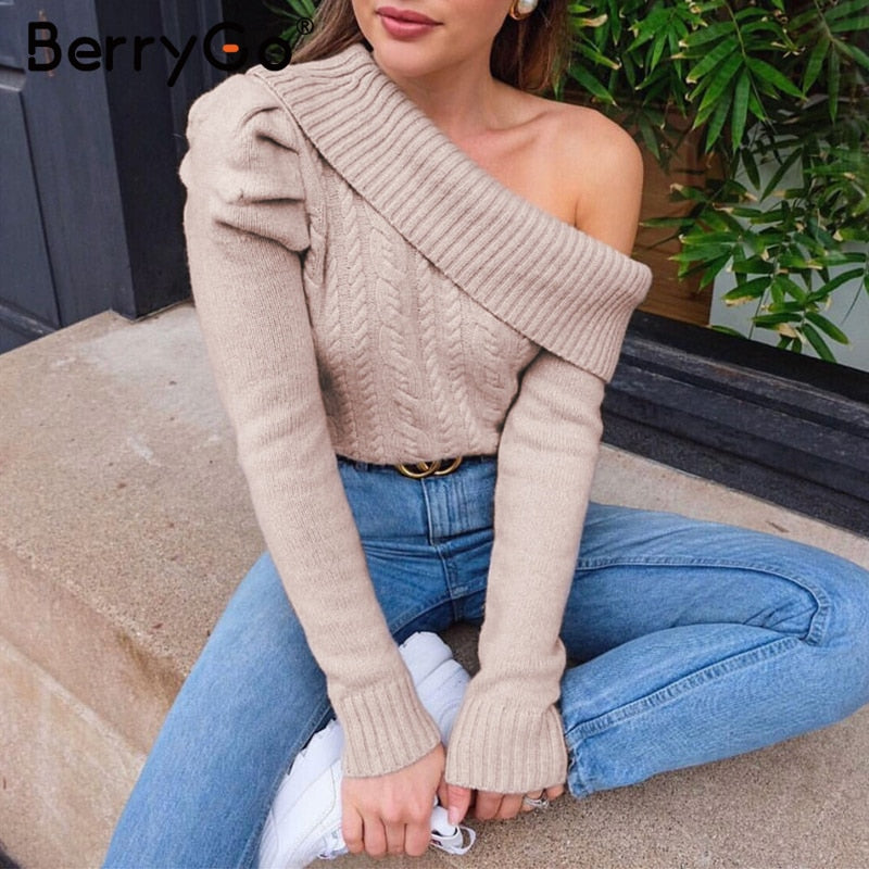 Shonlo | Sexy one shoulder knitted sweater 