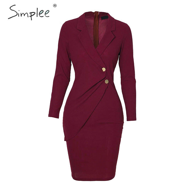 Shonlo | Simplee Bodycon plus size office dress 