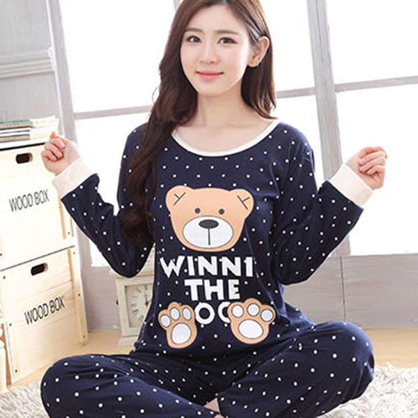 Shonlo | Nightwear Sexy Cartoon Print Long Sleeve Pajama 