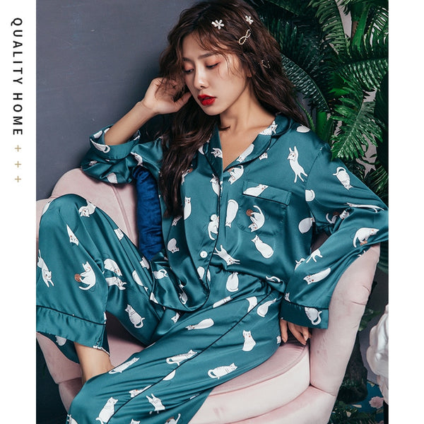 Shonlo | Silk Satin Printing Pajamas 