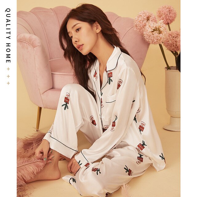 Shonlo | Silk Satin Printing Pajamas 