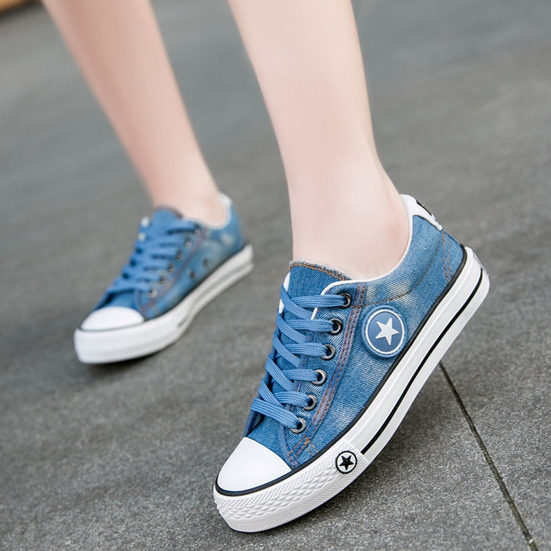 Shonlo | new student casual washed denim canvas shoes 