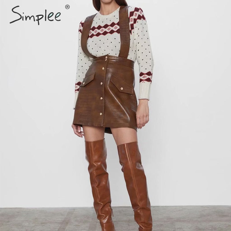 Shonlo | Simplee Women faux leather dress 