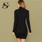 Shonlo | Black High Neck Sweater Dress Women 