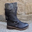 Shonlo | Flat Heel Boot Fashion Knitting Patchwork shoes 