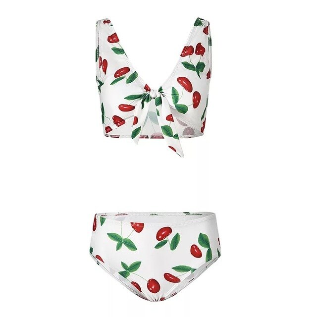 Shonlo | Bow Lace Up Printed High Waist 2-Pack Women's Swimsuit 