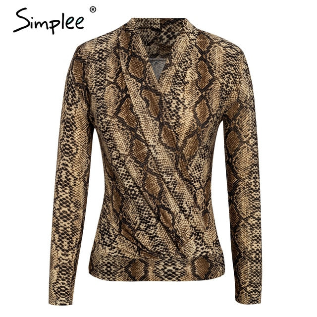 Shonlo | Simplee V neck office ladies blouses Long sleeve 