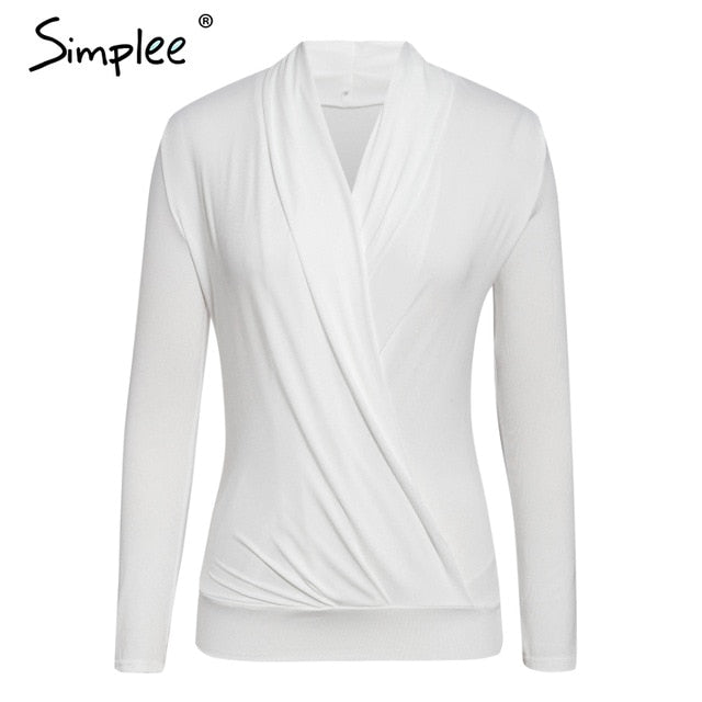 Shonlo | Simplee V neck office ladies blouses Long sleeve 