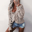 Shonlo | Pullover Sweater Sexy Deep v Neck Long Sleeve Jumpers 
