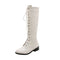 Shonlo | Zip Mid-Calf Round Toe Hoof Heels PU Snow Boots 