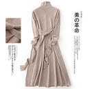 Shonlo | Turtleneck Knit Dress Belt Tunic Dress Wool Cashmere 