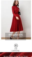 Shonlo | Turtleneck Knit Dress Belt Tunic Dress Wool Cashmere 