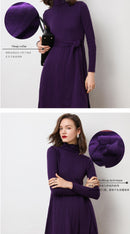 Shonlo | Turtleneck Knit Dress Belt Tunic Dress Wool Cashmere 