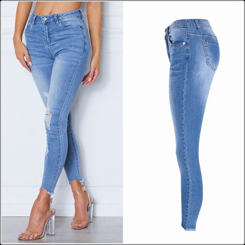 Shonlo | Blue Slim Stretch Pencil Jeans 