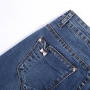 Shonlo | Dark Blue Women's Jeans Elastic Mid Waist 