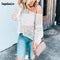Shonlo | Hollow Out Blouse Top White Knitted Sweater 