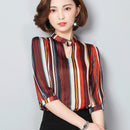 Shonlo | New V-neck Striped Loose Blouse 