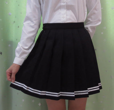 Shonlo | uniform skirt high waist solid color skirt multicolor 
