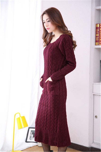 Shonlo | Autumn Winter Turtleneck Sweater Dress 
