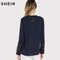 Shonlo | SHEIN Navy Blue Ruffle Blouse 