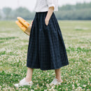 Shonlo | Retro plaid pocket Elastic waist pocket skirt 