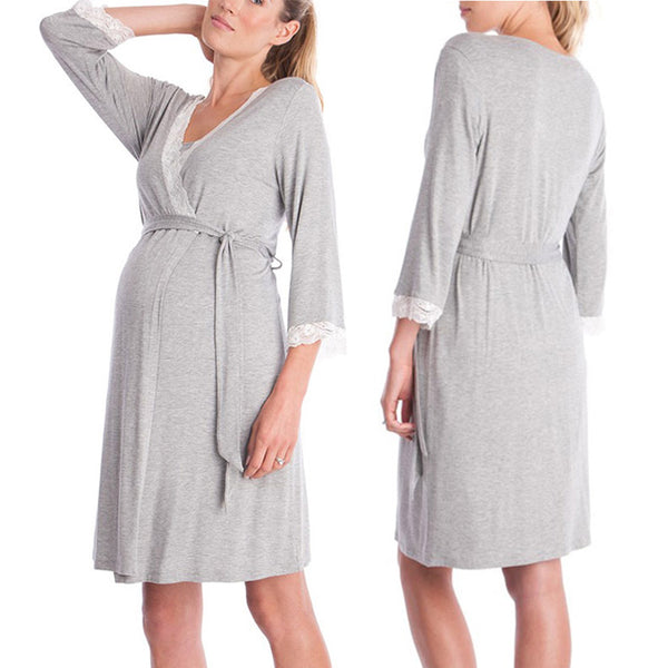 Shonlo | Maternity Pajamas Dress Lace Sleepwear 