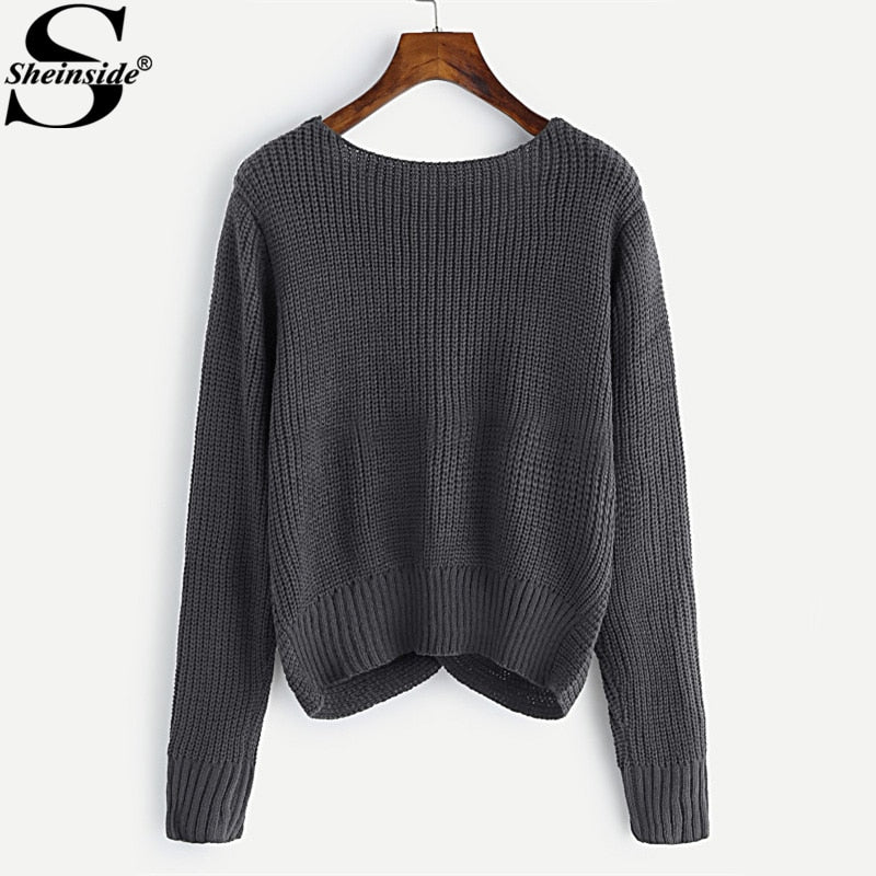 Shonlo | V-neckline Twist Front Sweater 