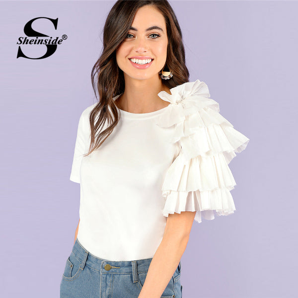 Shonlo | Plain White Layered Sleeve Tops 