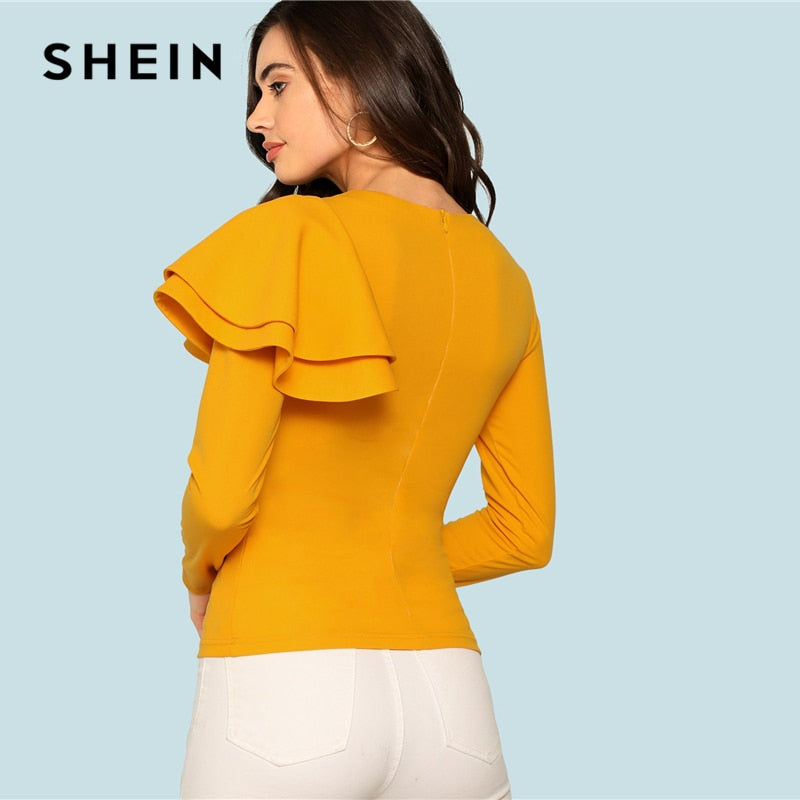 Shonlo | SHEIN Ginger Zip Back Ruffle 