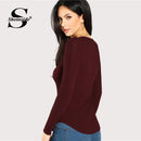 Shonlo | Burgundy Solid Long Sleeve sweater 