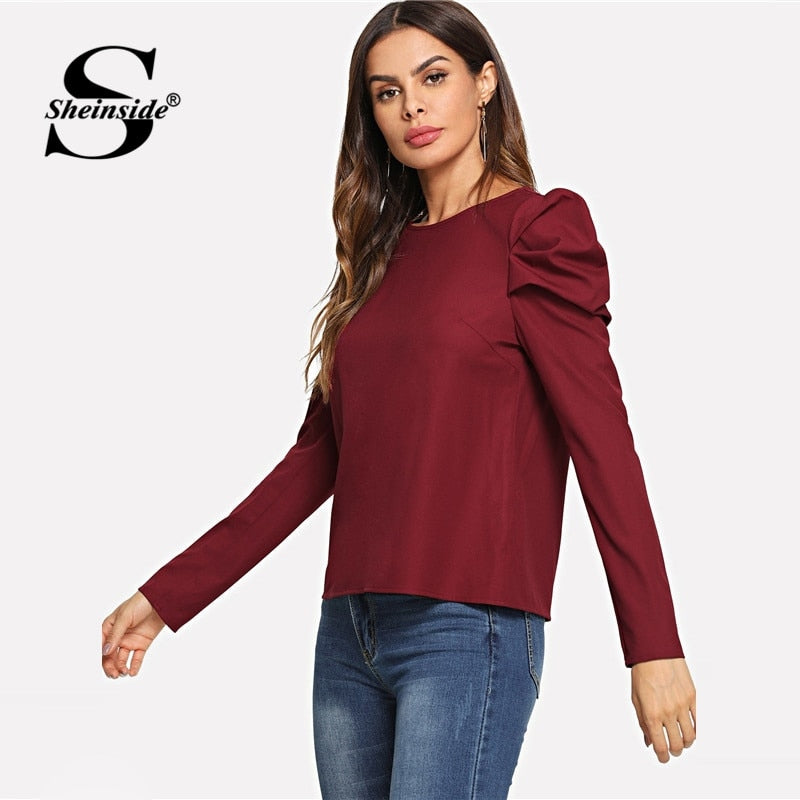 Shonlo | Burgundy Ladies Work Top Solid 