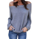 Shonlo | Woman Oversize Pullover Off Shoulder Sweaters 
