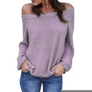 Shonlo | Woman Oversize Pullover Off Shoulder Sweaters 