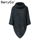 Shonlo | Elegant knitted turtleneck cloak sweater 