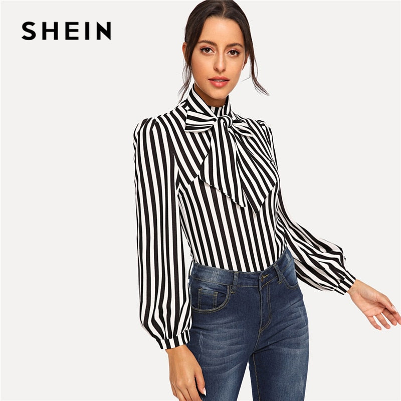 Shonlo | SHEIN Elegant Black and White Top 