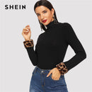 Shonlo | SHEIN Black Elegant  High Neck 