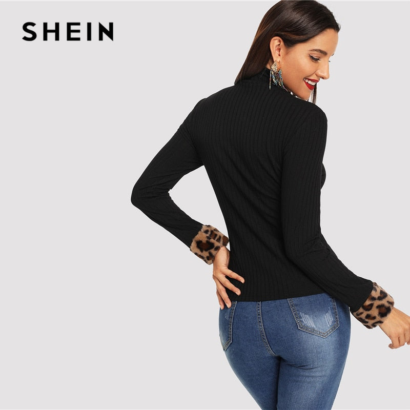 Shonlo | SHEIN Black Elegant  High Neck 