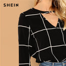Shonlo | SHEIN Black Office Lady Elegant  Workwear Blouse 