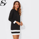Shonlo | Striped Cuff And Hem Dress Black 