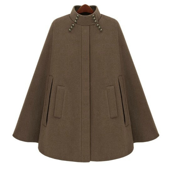 Shonlo | Stand Collar Woolen Cloak Jacket 