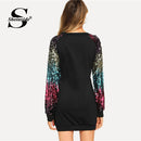 Shonlo | Sheinside Black Contrast Sequin Mini Dress 