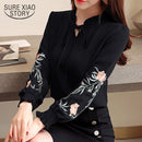 Shonlo | floral embroidery chiffon blouse shirt 