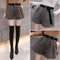 Shonlo | High Waist wool shorts womens autumn plaid wide leg Shorts 