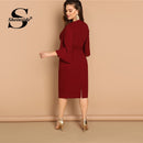 Shonlo | Plus Size Flutter Sleeve Tie Waist Bodycon Dress 
