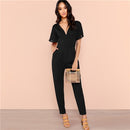 Shonlo | Sheinside Black Flutter Sleeve High Waist Jumpsuits 