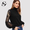 Shonlo | Black Turtleneck Sweatshirt  Long Sleeve 