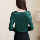 Shonlo | V collar office blouse women chiffon 