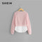 Shonlo | SHEIN Girls Pink Bow Front Casual Sweatshirts 