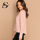 Shonlo | Elegant Vertical Rib-Knit Pink Tee 