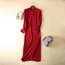 Shonlo | O-neck Wool Knit Straight Dress 